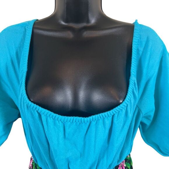 Vintage 1960's Psychedelic Neon Flower Maxi Dress. - Picture 4 of 14